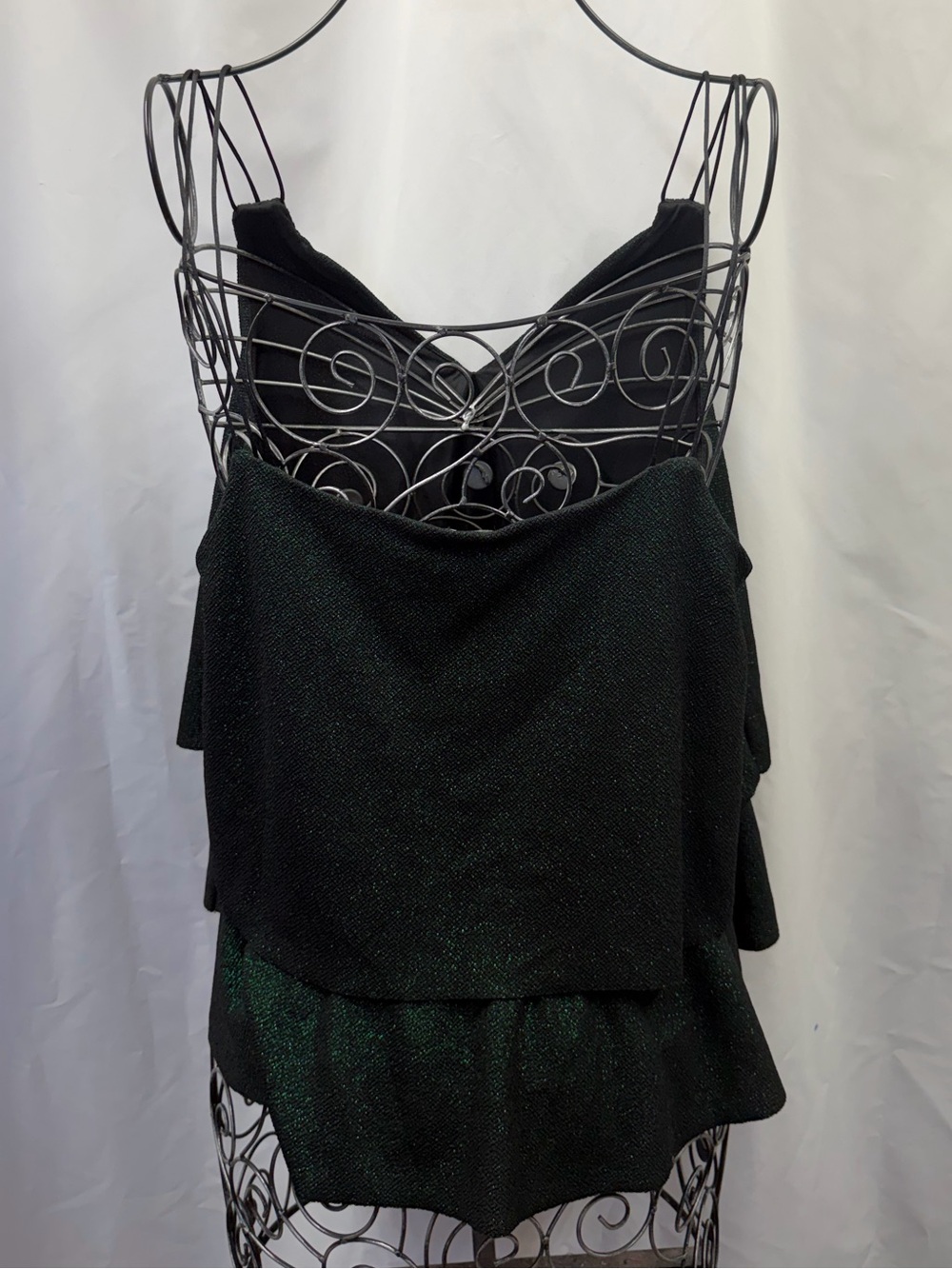 NWT Zara green glitter tiered flowy cami size L - Picture 5 of 6